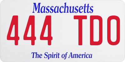MA license plate 444TD0