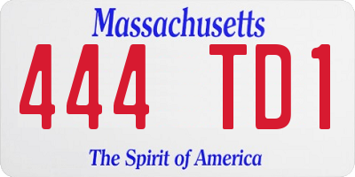 MA license plate 444TD1
