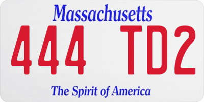 MA license plate 444TD2