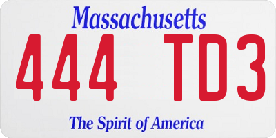 MA license plate 444TD3