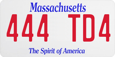 MA license plate 444TD4