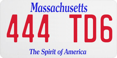 MA license plate 444TD6