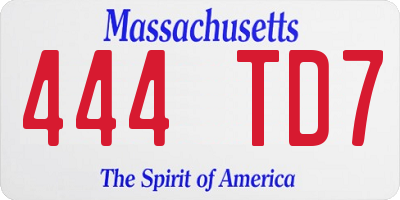 MA license plate 444TD7