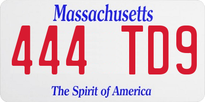 MA license plate 444TD9
