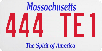 MA license plate 444TE1