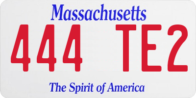 MA license plate 444TE2