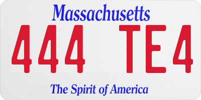 MA license plate 444TE4