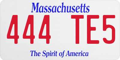 MA license plate 444TE5