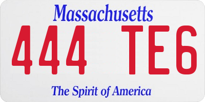MA license plate 444TE6