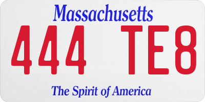 MA license plate 444TE8