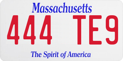 MA license plate 444TE9