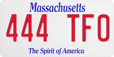MA license plate 444TF0