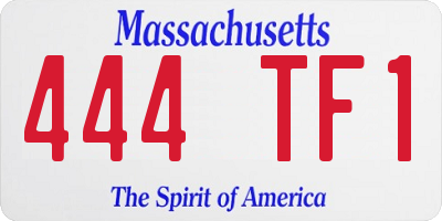 MA license plate 444TF1