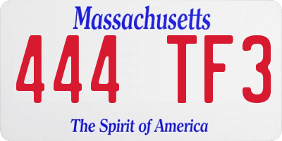 MA license plate 444TF3