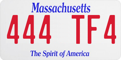 MA license plate 444TF4