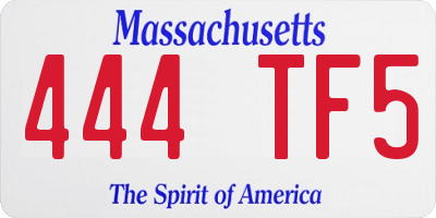 MA license plate 444TF5