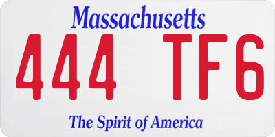 MA license plate 444TF6