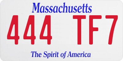 MA license plate 444TF7