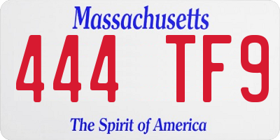 MA license plate 444TF9