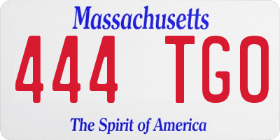 MA license plate 444TG0