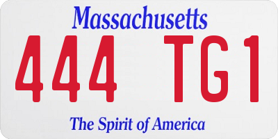 MA license plate 444TG1