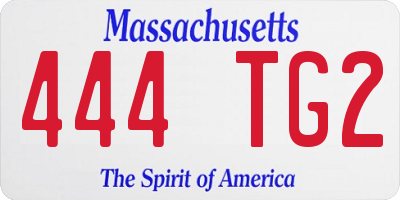 MA license plate 444TG2