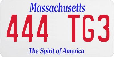 MA license plate 444TG3