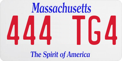 MA license plate 444TG4