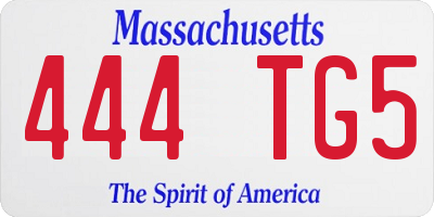 MA license plate 444TG5