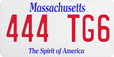 MA license plate 444TG6