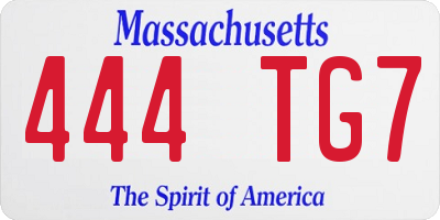 MA license plate 444TG7