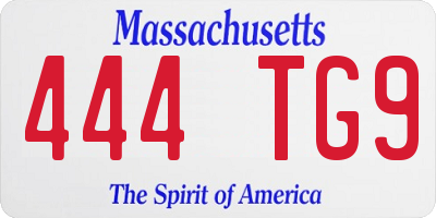 MA license plate 444TG9