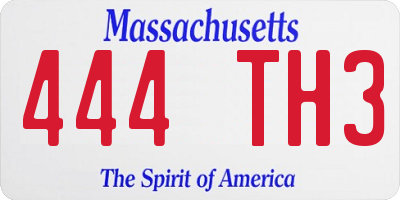 MA license plate 444TH3