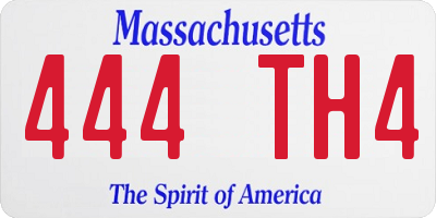 MA license plate 444TH4