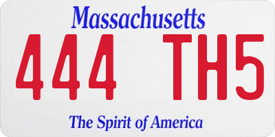 MA license plate 444TH5