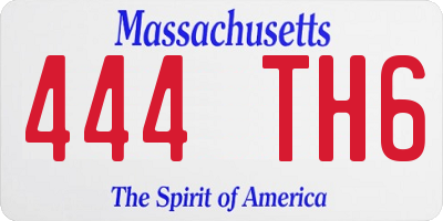 MA license plate 444TH6