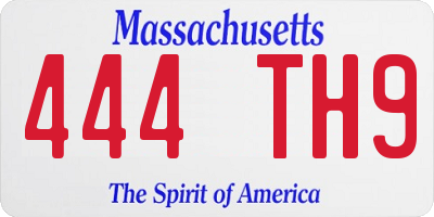 MA license plate 444TH9