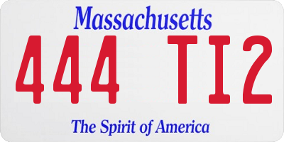 MA license plate 444TI2