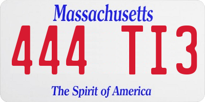 MA license plate 444TI3