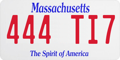 MA license plate 444TI7