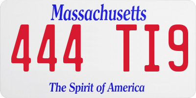 MA license plate 444TI9
