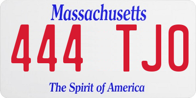 MA license plate 444TJ0