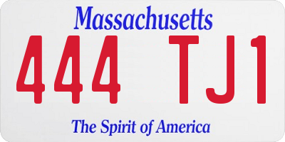 MA license plate 444TJ1