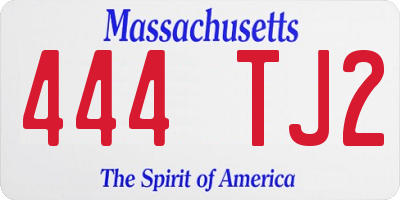 MA license plate 444TJ2