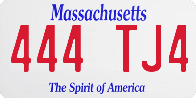MA license plate 444TJ4