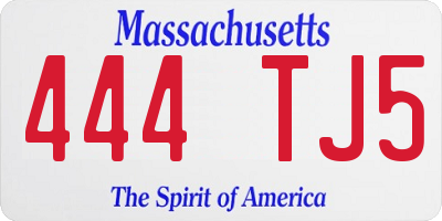 MA license plate 444TJ5