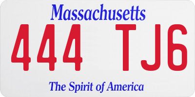 MA license plate 444TJ6