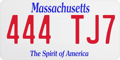 MA license plate 444TJ7