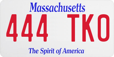 MA license plate 444TK0