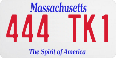 MA license plate 444TK1